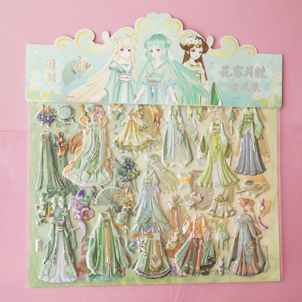 Handmade Princess Changing Sticker Dress Up Glitter Stationery Sticker  Kids