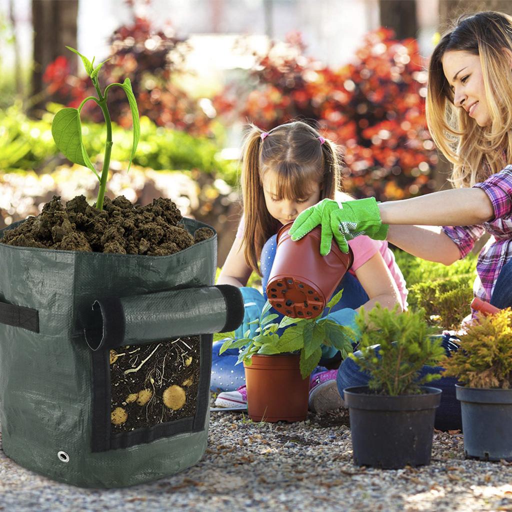 4/2PCS Potato Grow Bag Reusable Gardening Plant Vegetables Growing Bags Planter Container 10 Gallon Pe Fabrics 19.7×13.8 In