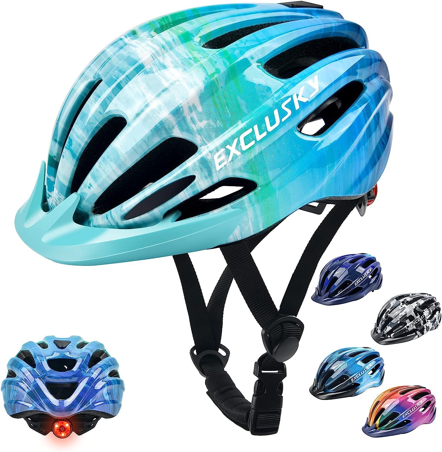 

Exclusky Bicycle 3D Protective Fits Elementary School Students Helmet, Lightweight, Breathable, Cushion, Washable, Adjustable, 50-57cm, Toddlers,