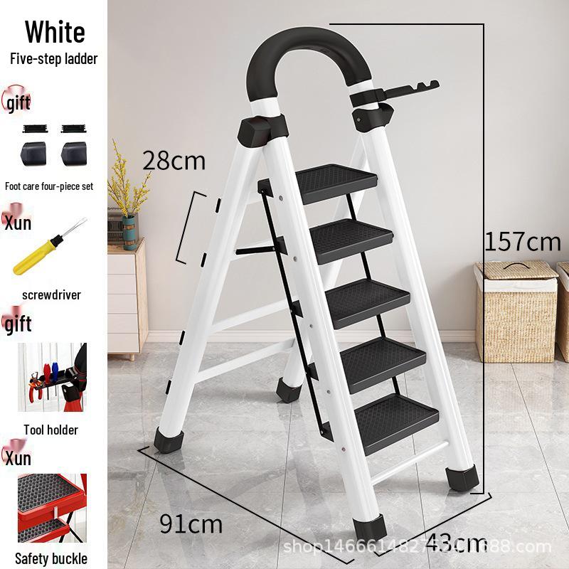 HongfuLai Thickened Folding Household Ladder: 3 to 6 Steps, A-Frame Design