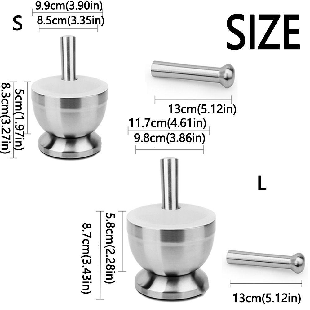 Sturdy Mortar and Pestle Double Stainless Steel Pill Crusher Comfy Grip Spice Grinder  Household