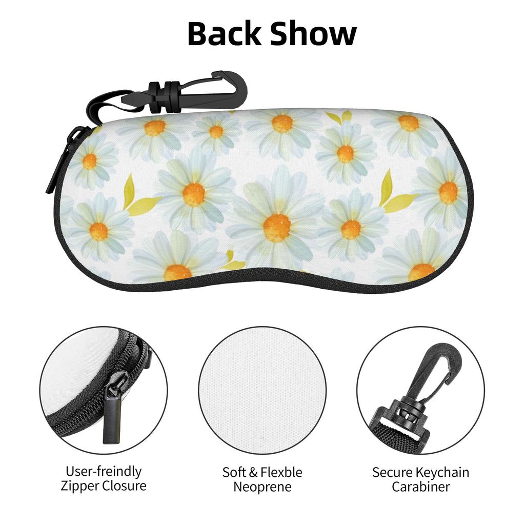 Cute Daisy Flower Glasses Case Printing Zipper Sunglasses Storage Box Anti-Pressure Glasses Box