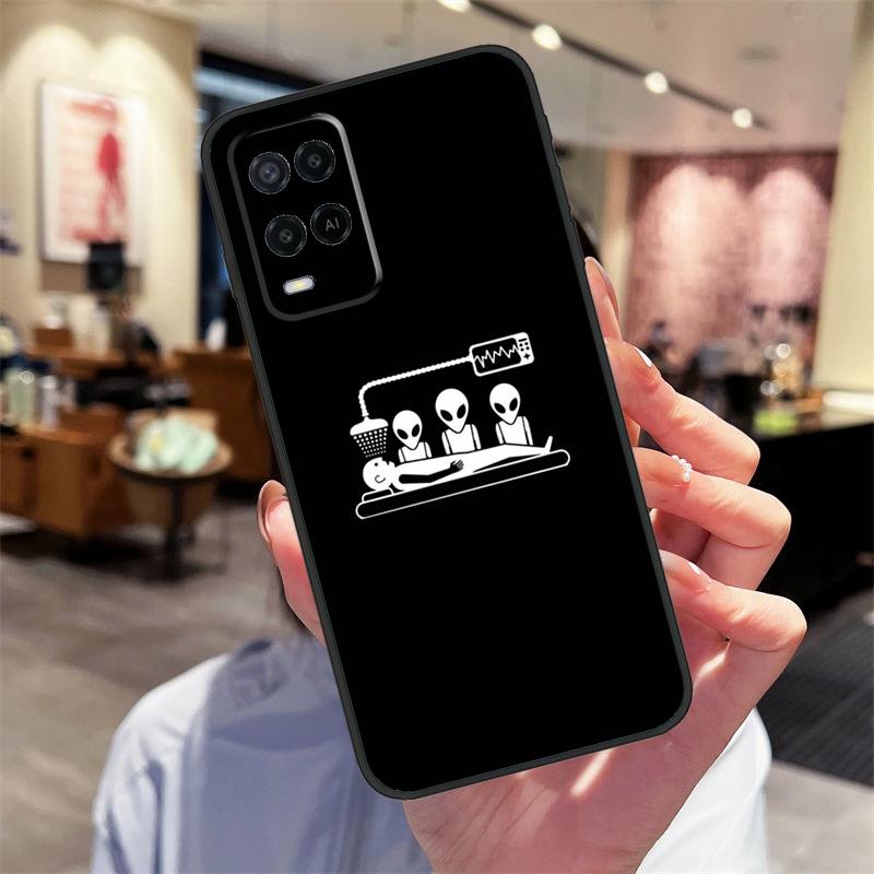 Aesthetic Alien Case For Oppo A94 A54 A40 A60 A80 A98 A78 A18 A38 A58 A16 A76 A96 A17 A77 A74 A57S A15 Cover