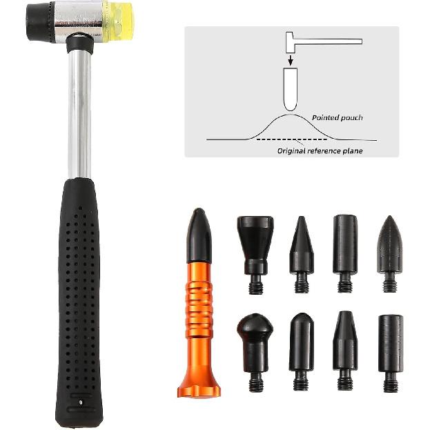 39PCS Auto Dent Puller Kit - Adjustable Golden Dent Remover Tools Paintless Dent Repair Kit Dent Lifter Puller for Car Large & Small Ding Hail Dent