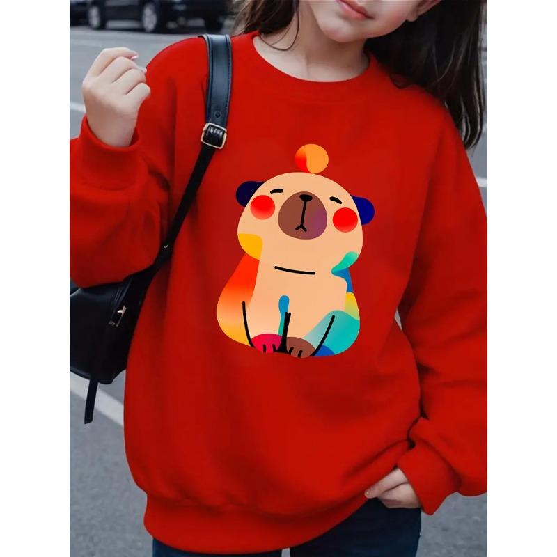 Kids Crewneck Sweatshirt, Gradient Colorful Animal Graphic Print, Spring Autumn Casual Sport Tops
