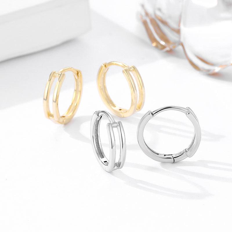 

S925 Sterling Silver Women s Simple Polished Hoop Earrings and Ear Cuffs Hot-Selling 925 Silver