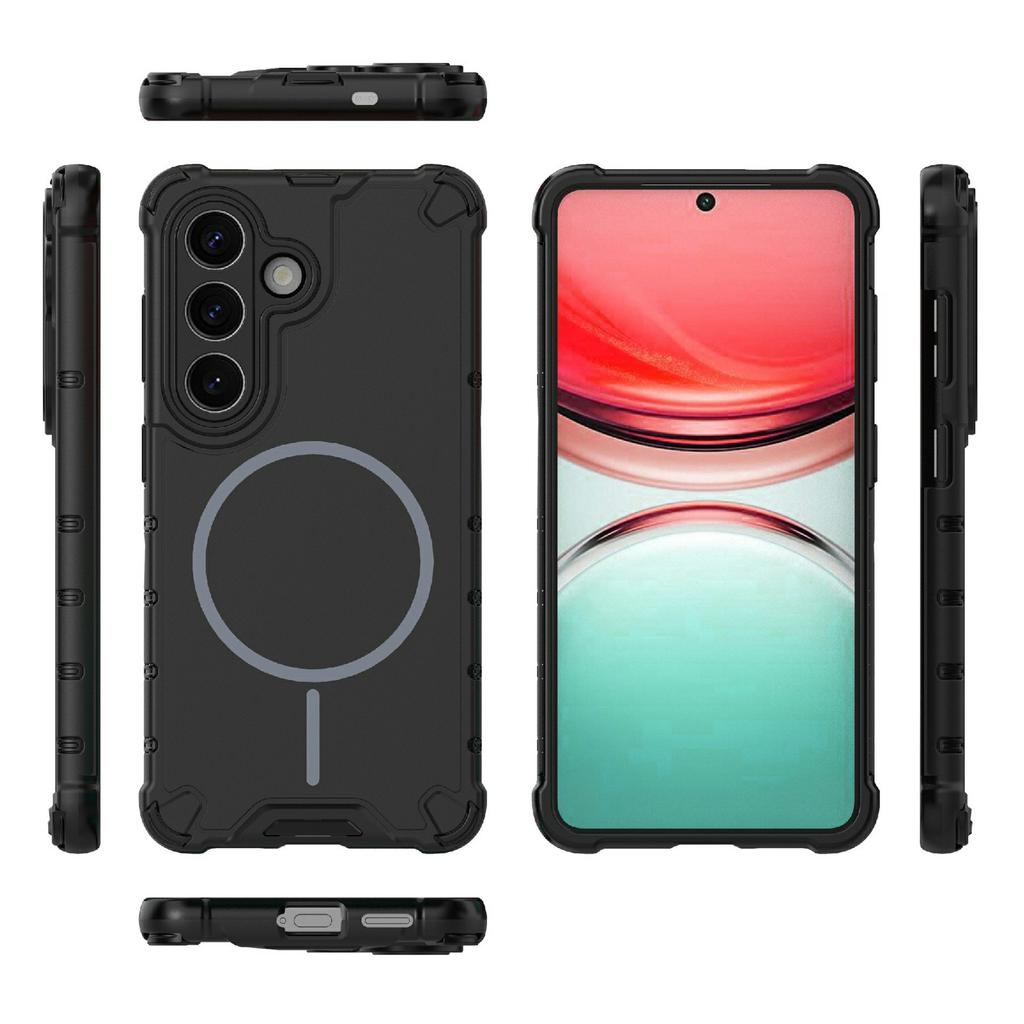 For Samsung Galaxy S26 / S26 Pro Magnetic Case Corrugated Texture Heat Dissipation TPU + PC Phone Back Cover