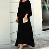2 Pcs/Set Women Top Skirt Set Contrast Color Print Three Quarter Sleeve Loose Round Neck High Waist Ankle Length Soft Lady