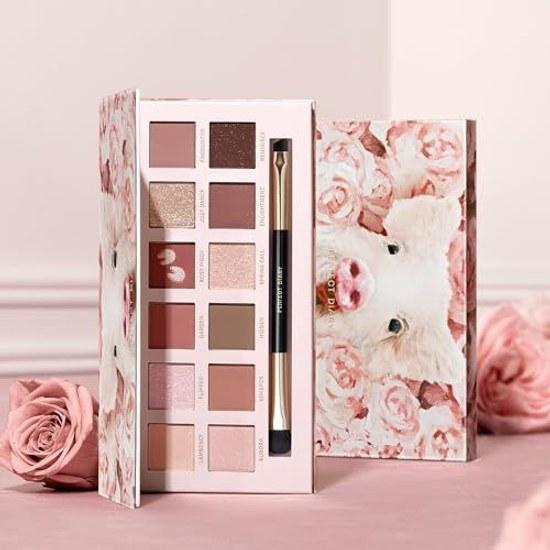 Perfect Diary Animal Eyeshadow Palette Popular Eye Makeup Gift High Pigmentation Adhesion (1.2g X 12 Colors) (Rose Pink)