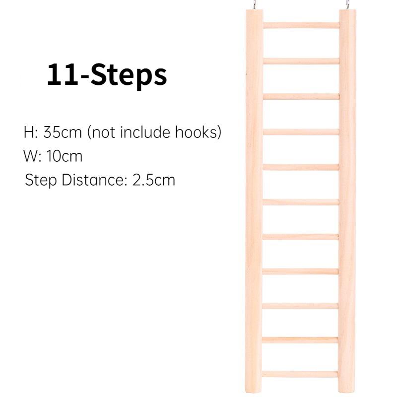 Parrot Basics 13-Step Wood Ladder Bird Toys Ladder Hanging Bird Ladder Step Ladders Birdie Cage Hanging Bird Climbing Toys