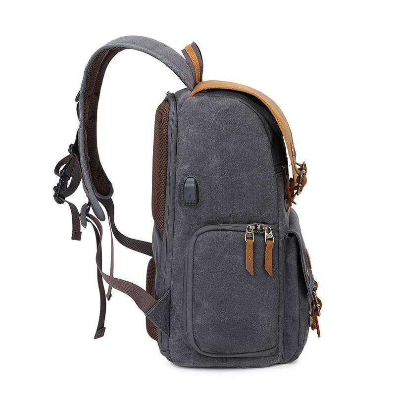 Professional Waterproof Waxed Canvas DSLR Camera Backpack USB Charging Por Large High-End Camera Bag Backpack Camera Drone Backpack