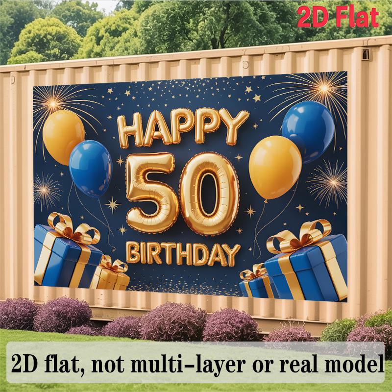 Party-Hintergrund 50. Geburtstag Ballon Flache Banner Goldene Feiern Hochzeitsbegeisterte Fotokabinen-Hintergrund Haustür-Dekoration