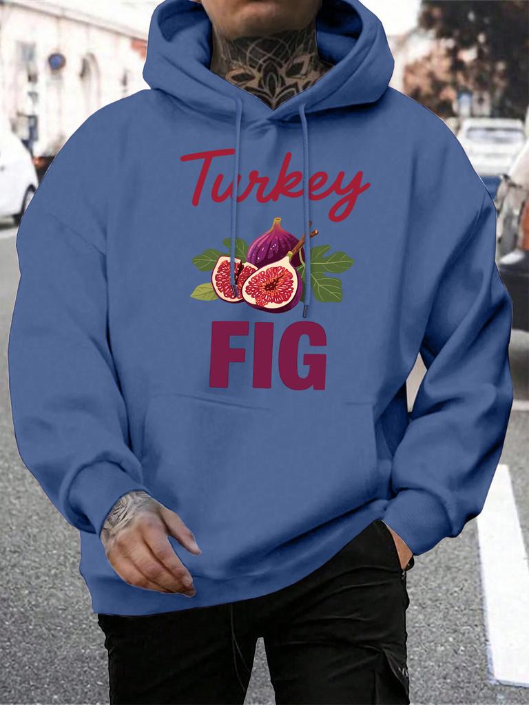 Fresh Turkey Fig Fruit Printing Men Hoody Pocket Loose Man Hoodie Hip Hop Fleece Streetwear All-Match Autumn Male Pullovers
