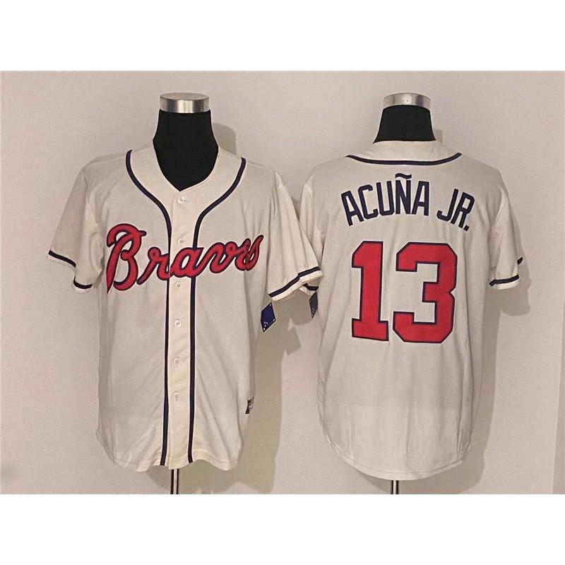 Mens Atlanta Braves 13 Embroidered Baseball Jersey Unisex Sportswear Running Gym Casual Wear