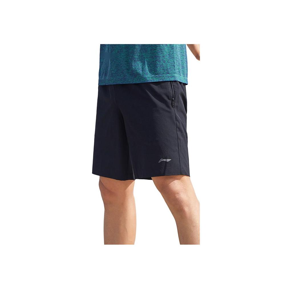 Li Ning Sports Lifestyle Series Solid Color Comfortable Versatile Simple Sports Shorts Men Shorts Black AKST763-1