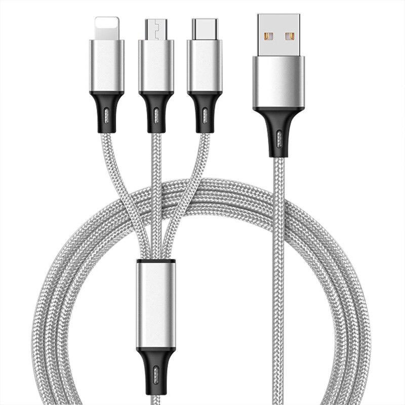 USB-kabel for hurtiglading av en universell multifunksjonskabel 3 i 1 for Samsung mobiltelefon type C