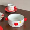 Handmade Creative Apple Ceramic Dinner Plate Cartoon Cute Childlike Ceramic Rice Bowl Household Dessert Bowl Salad Bowl