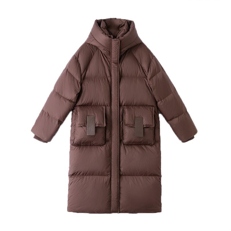 Mid To Long Down Jacket Knee Length Winter Item Thickened Warm Fashionable Loose Versatile Jacket Women's Solid Color