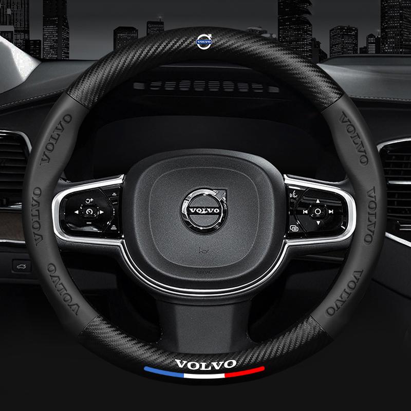 Volvo Odznaka Skórzana Pokrowiec na Kierownicę Stylizacja Samochodowa Do Volvo XC60 XC40 XC90 V60 V40 XC70 V50 S60 V70 S90 AWD V90 S80 EX30 EX90