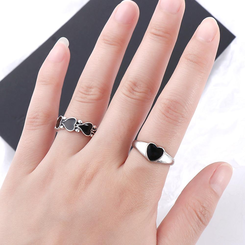 Geometric Jewelry Gifts Wedding Heart Stackable Rings Women Rings Korean Style Heart Chain Ring