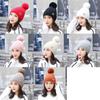 Winter Lady Fashion Thicken Beanie Knitting Wool Ball Solid Color Warm Hat Bonnet
