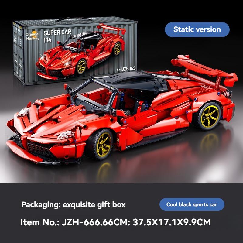 Non-Toxic New Red Racing Car Building Blocks Model Creative Technical Moc Assembly Desktop Collectible Birthday Halloween Christmas Gifts