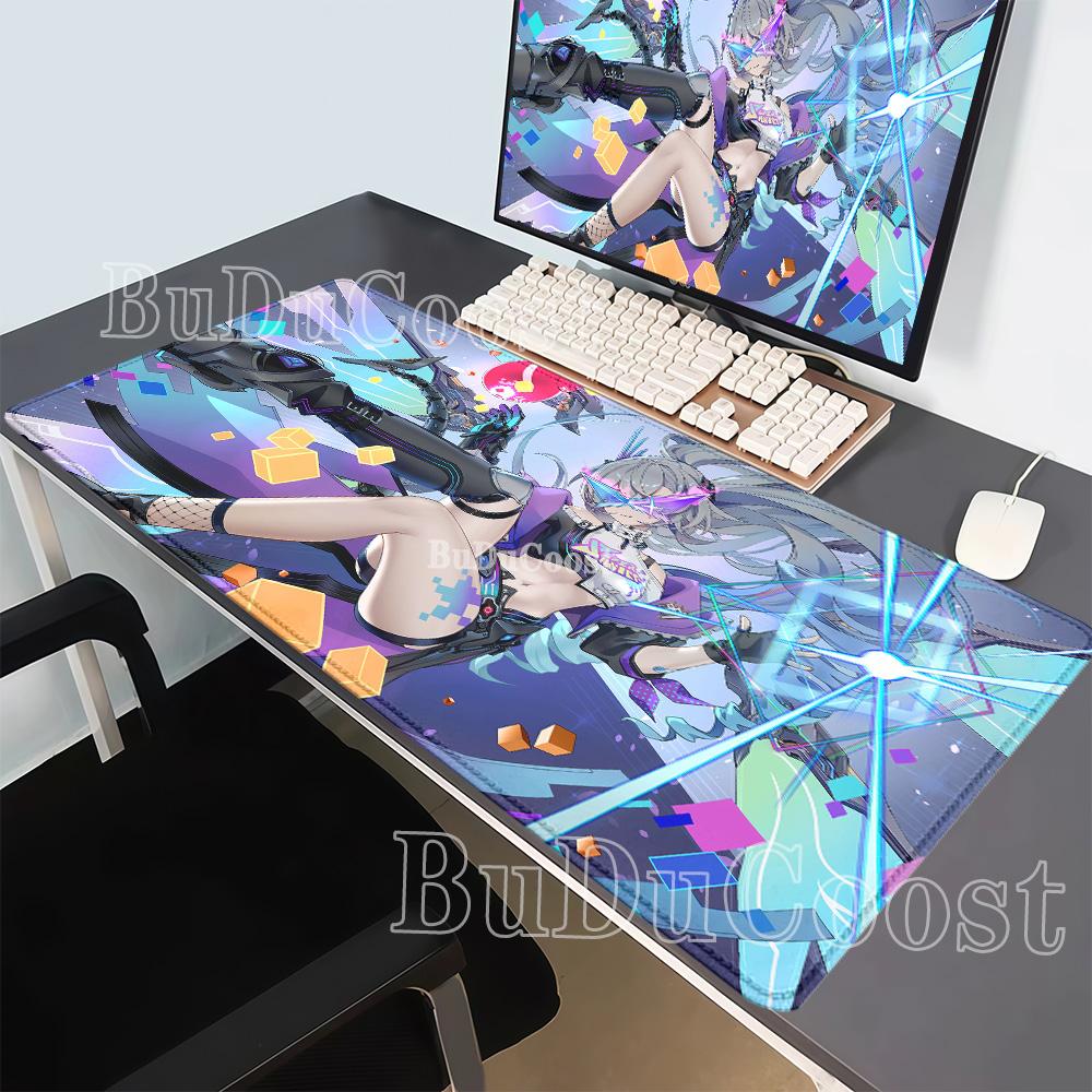 XXL Mousepad HSR Honkai Star Rail Silver Wolf LV.999 Overlock Gaming Keyboard Anime Girl Kawaii Mouse Pad HD Printing Desk Mat