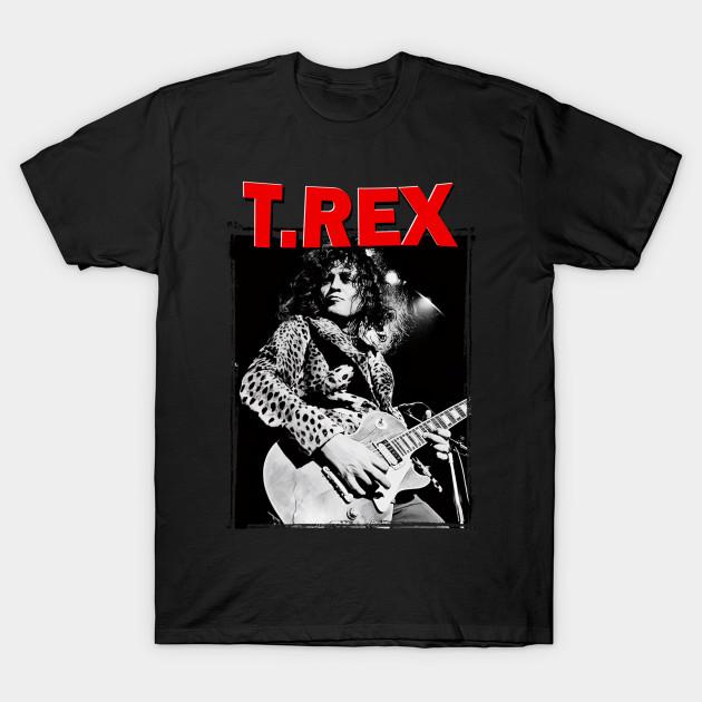 Men Black Print T-shirt T. Rex (Band) No-Cut Transfer Paper Print Cotton Tshirt 4XL