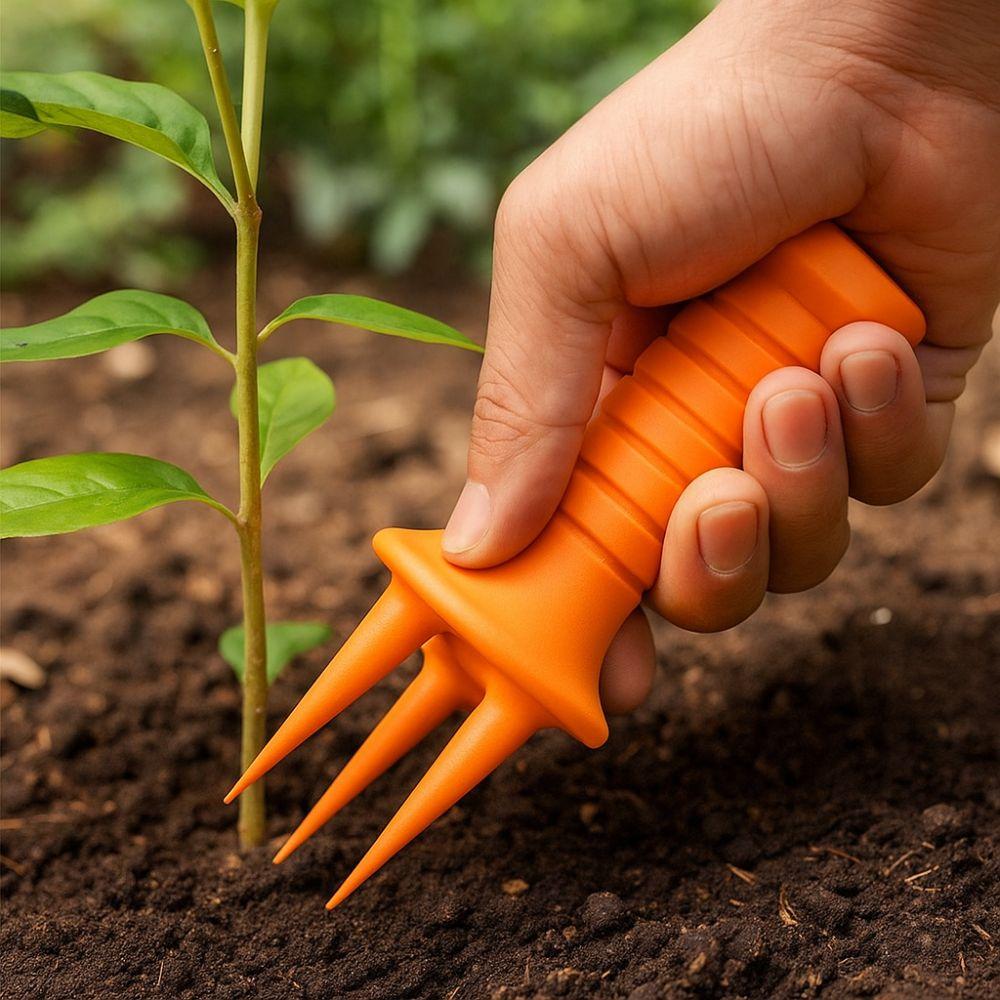 2pcs Ergonomic Hand Tiller Manual Gardening Digging Fork Manual Cultivator  Plant Growth Support