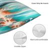 Coral Blue Teal Ocean Fluid Square Pillowcase Polyester Linen Velvet Creative Zip Decorative Room Cushion Cover