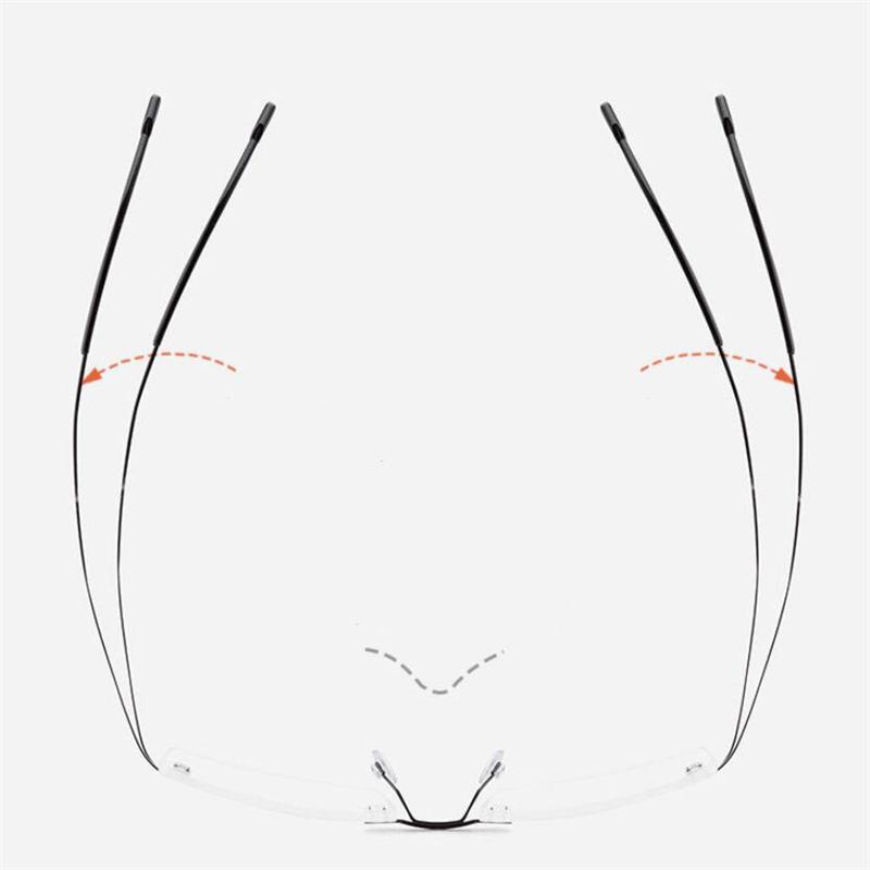 Alloy Superelastic Frameless Nearsighted Glasses Men Metal Minus Lens Rectangle Prescription Eyewear 0 To -6 Lightweight Durable
