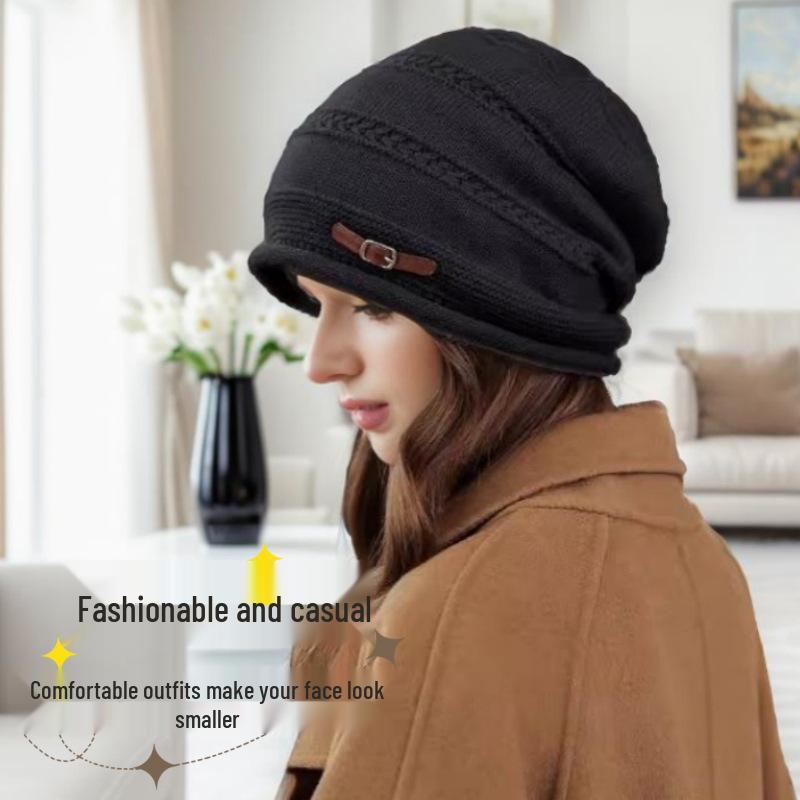 Women's Fashion: Versatile Slouchy Beanie for Big Head - Velvet & Thick Wool Knitted for Fall/Winter