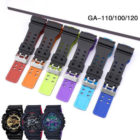 Bracelet de montre en résine souple, respirant, résistant à la sueur, de remplacement pour Casio GA 100/110/120/150/200/300/400/700