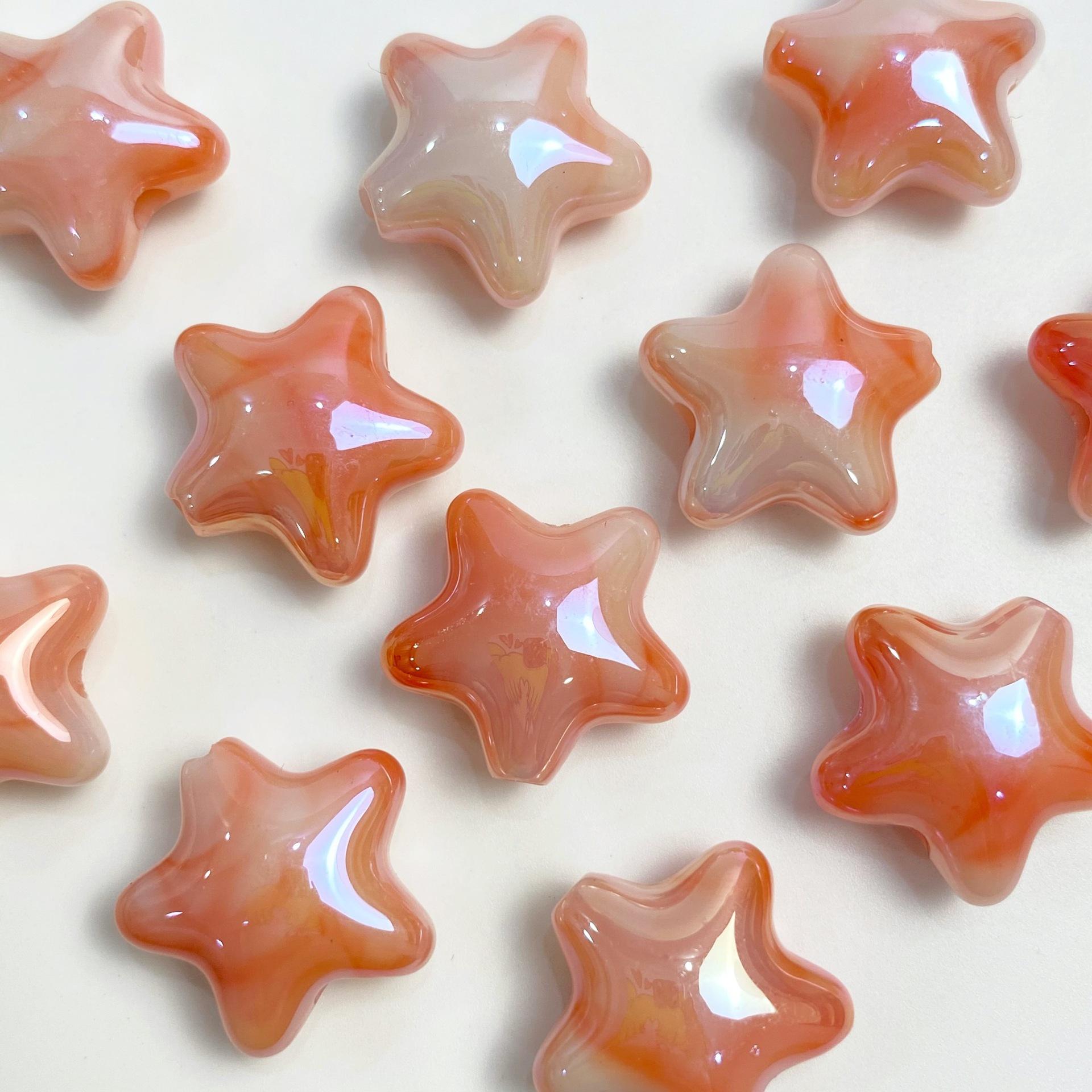 

Бусины с пятиконечной звездой, градиентный ореол, двухцветные серьги, висячие цепочки для мобильных телефонов, 5 шт., материал из бисера, украшения, аксессуары, бусины «сделай сам» оранжевый