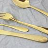 24Pcs Gold Cutlery Set Knives Fork Tea Spoon Dinner Tableware Set Stainless Steel Dinnerware Set Kitchen Flatware Silverware Set