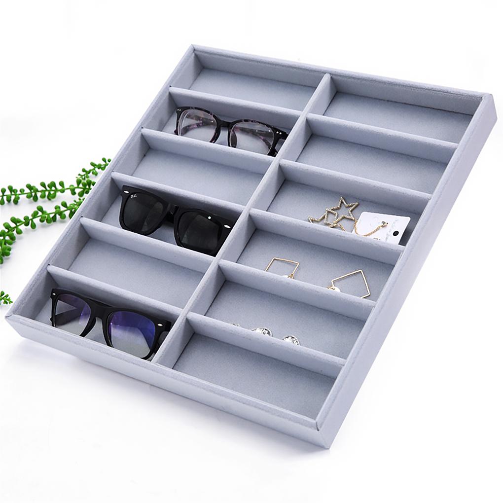 Universal Jewellery Display Holder Eyeglasses Organizer Tray Sunglasses Velvet Liner Case for Household Wardrobe Shop