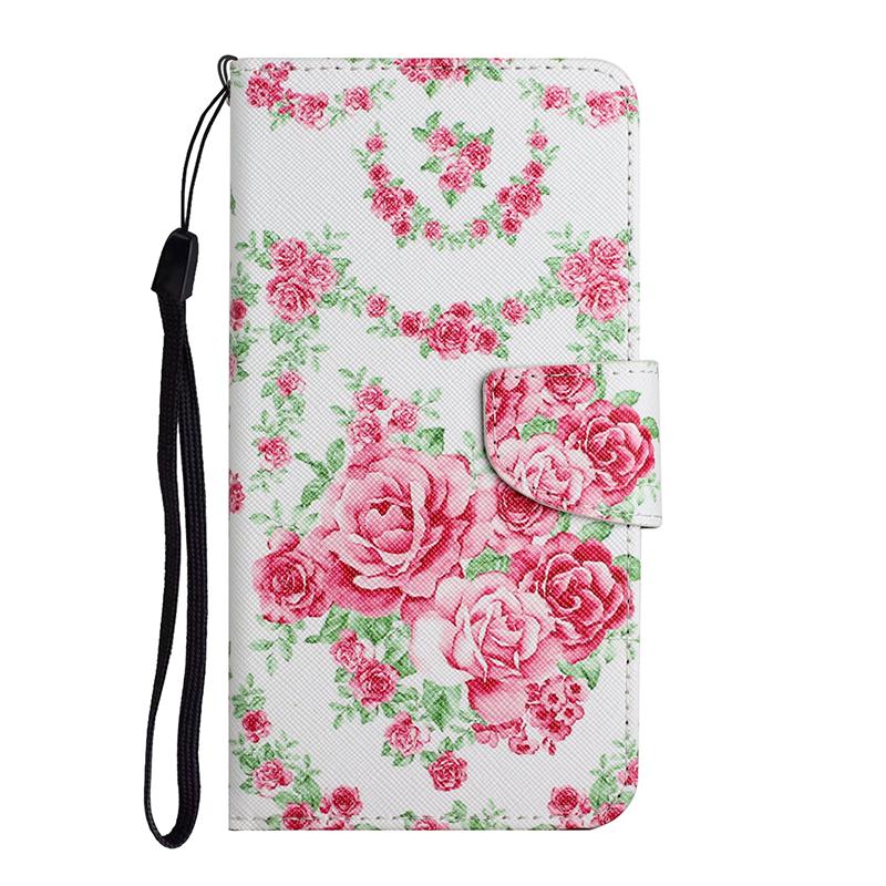 Cute Flower Cat Painted Leather Flip Case For iPhone 6 6S 7 8 X XR XS Max 11 Pro Wallet Card Holder Book Cover Etui