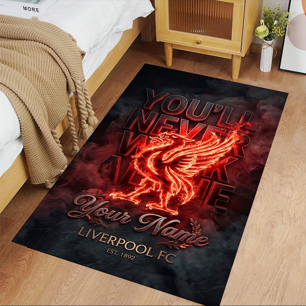 Liverpool Customized Name Area Rug Perfect for Game Room Dining Room Dormitory Decorate Room Anti-slip Rug Decorate Offices Gift for Festivals