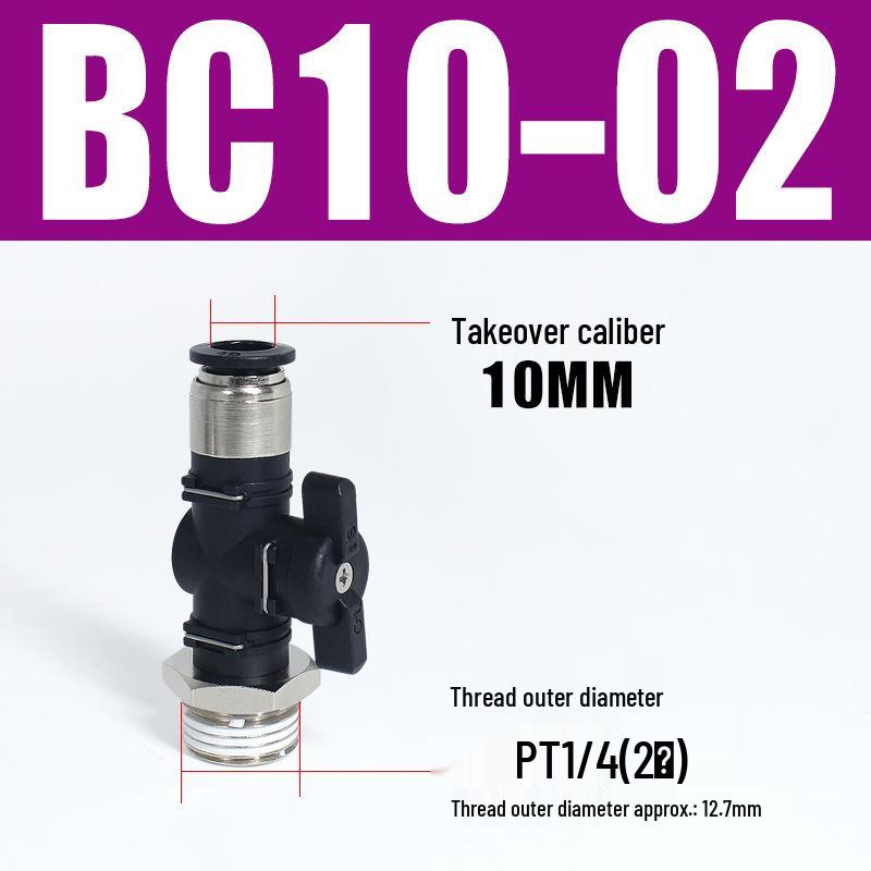 Pneumatic BUC-6-10 Hand Valve: 8mm Air Hose, 12mm Manual Straight Valve with Quick Connect Fitting