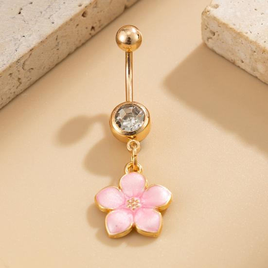 Yousheng Bauchnabelpiercing, Edelstahl Blume Design Bauchnabel Schmuck, Bauchpiercing Ring mit Klarem Zirkonia Inlay, Bauchnabel für Empfindliche Haut