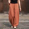 Pantaloni a Lanterna da Donna Retro a Vita Alta in Cotone e Lino - Taglie Forti, Colore Unito, Snellenti, Lunghi, Casual per Primavera/Estate
