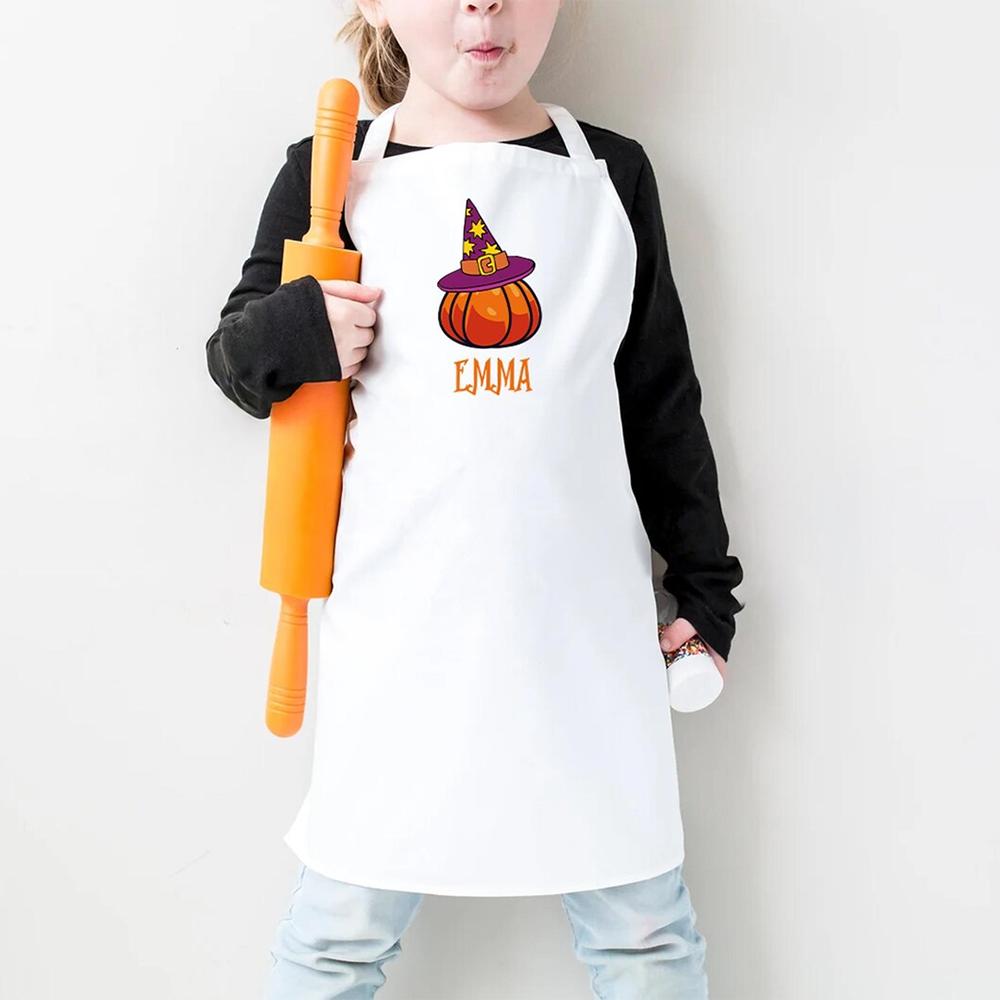 Custom Halloween Apron Chef hat Halloween Gift Kids Witch Painting Aprons Kitchen Decor Baking Cooking Supplies Trick Or Treat