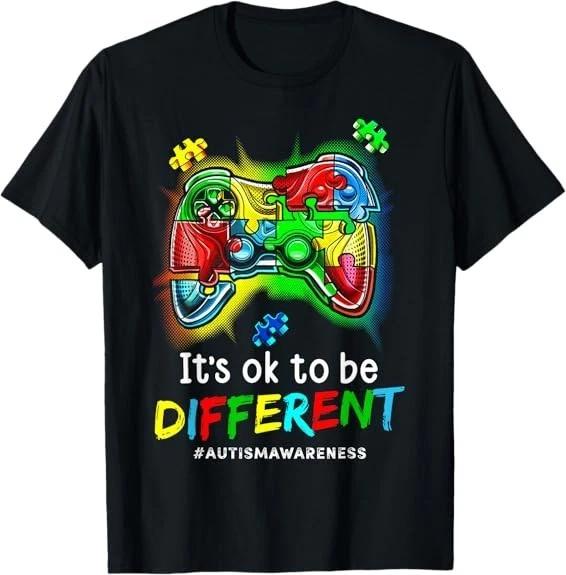 Autism Awareness Men Kids Boys Autism Video Game Month T-Shirt S-3XL XXXL