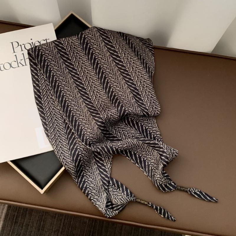 Silk scarf new fashion wheat ear cashew flower silk scarf head scarf beaded small scarf scarf triangular scarf waist tie