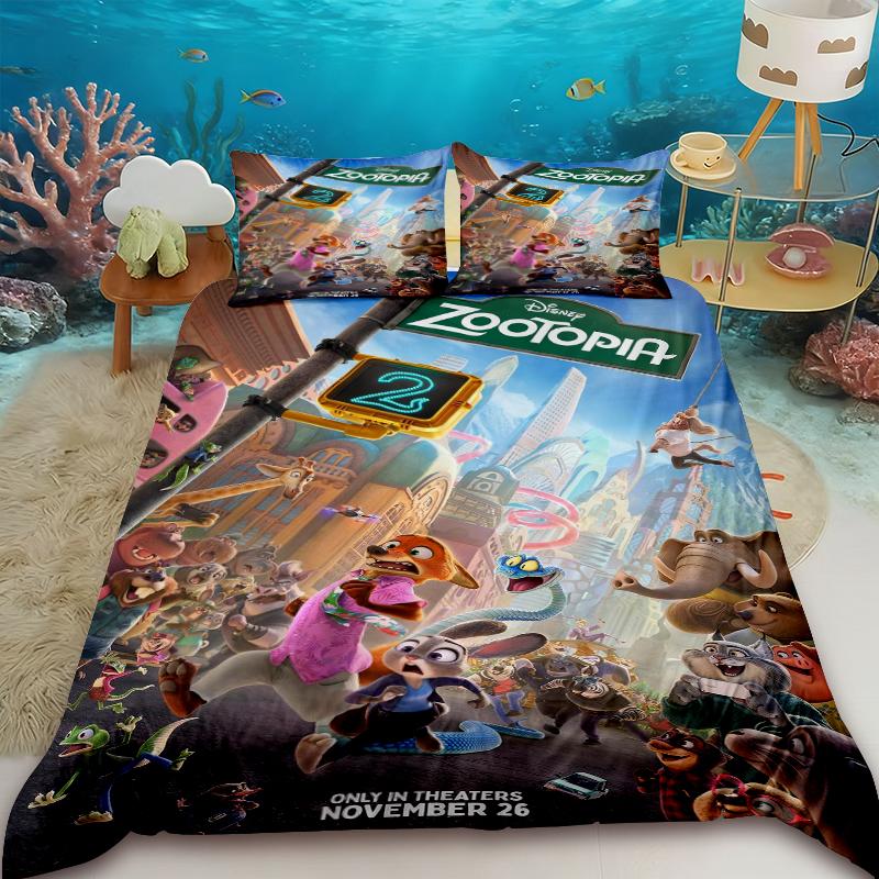 3pcs Duvet Cover Anime Zootopia Judy Nick Bedding Set Skin-friendly Children Bedroom Dormitory Surprise Gifts
