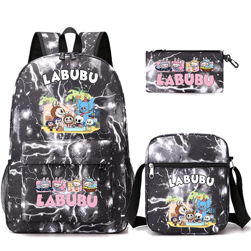 3Pcs/set Cartoon Printed Backpack Teenager Student Boy Girl Schoolbag Larger Capacity Bagpack Travel Bag Kid Gift Mochila