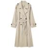 Women Fashion with Belt Solid Double Breasted Trench Vintage Lapel Neck Long Sleeves Female Chic Lady Outfits