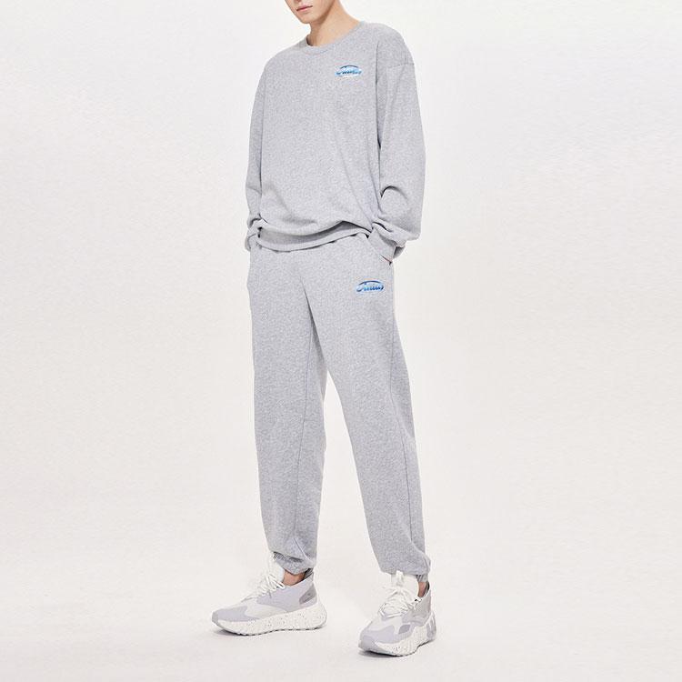 Anta Lifestyle Series Letter Logo Printed Knit Sports Pants Unisex Bottoms Gray 952218382-5