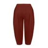 Damen Plus Size Leinenhose mit weitem Bein, mittlere Taille, Sommer-Baggy-Hose