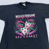 Vintage Masquerade Shirt Mens M/L Black 90s Party Graphic Theater Masks Art